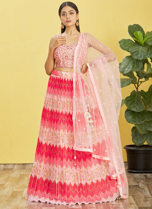 Cherry Pink Chinnon Designer Lehenga Choli Set