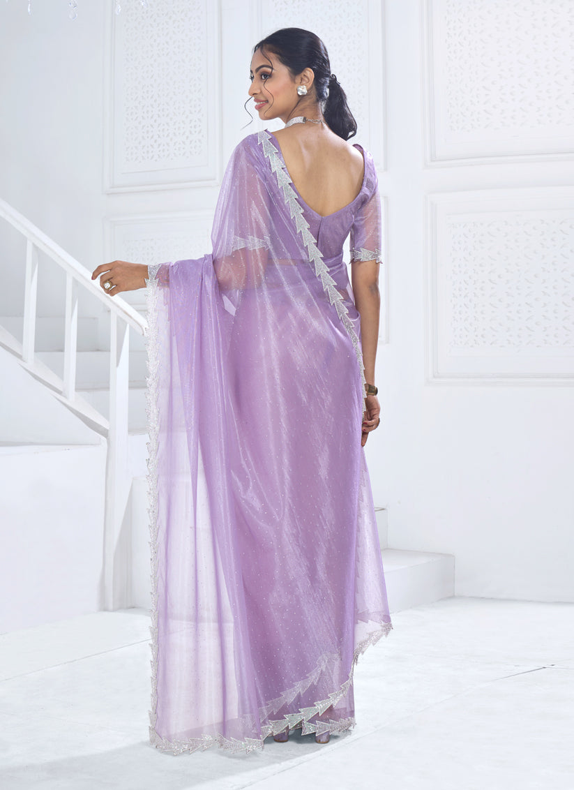 Purple Organza Party Wear Saree