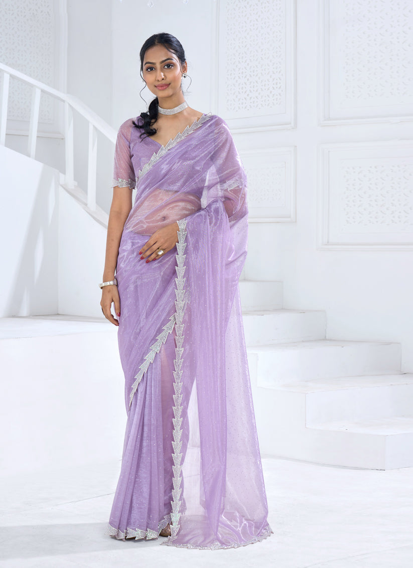 Purple Organza Party Wear Saree