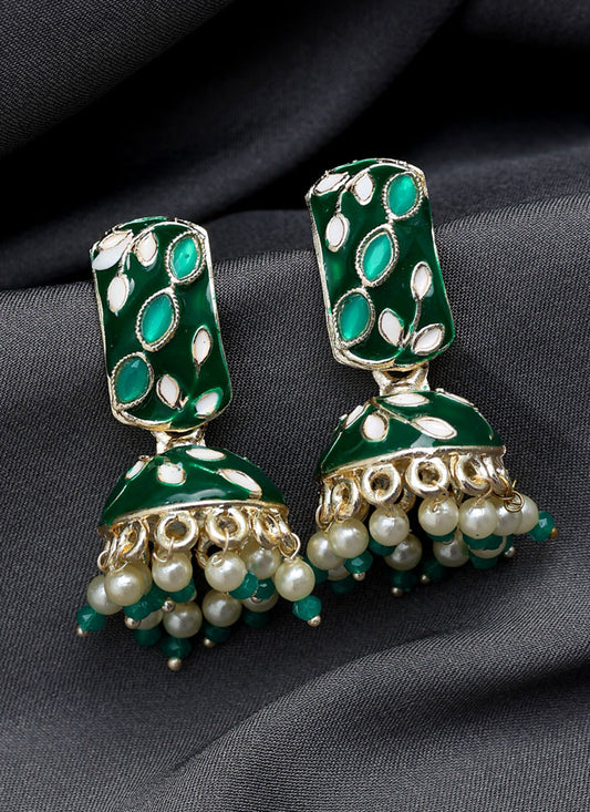 Green Meenakari Earrings