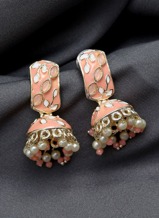 Peach Meenakari Earrings