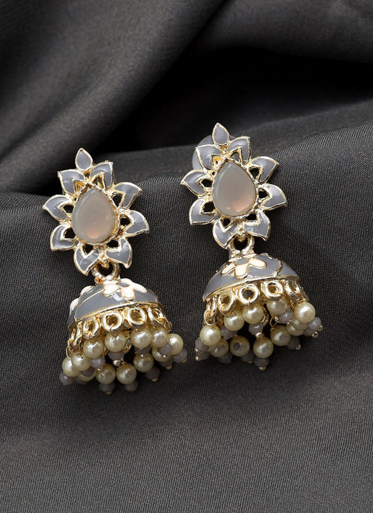 Gray Meenakari Earrings