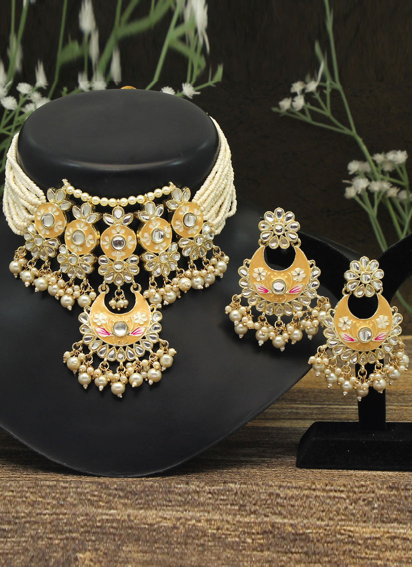 Choker necklace set on sale for saree