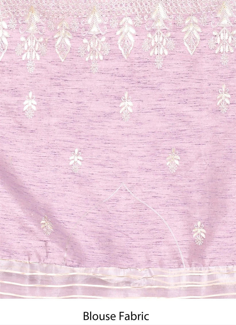 Lavender Jacquard Embroidered Designer Wedding Saree