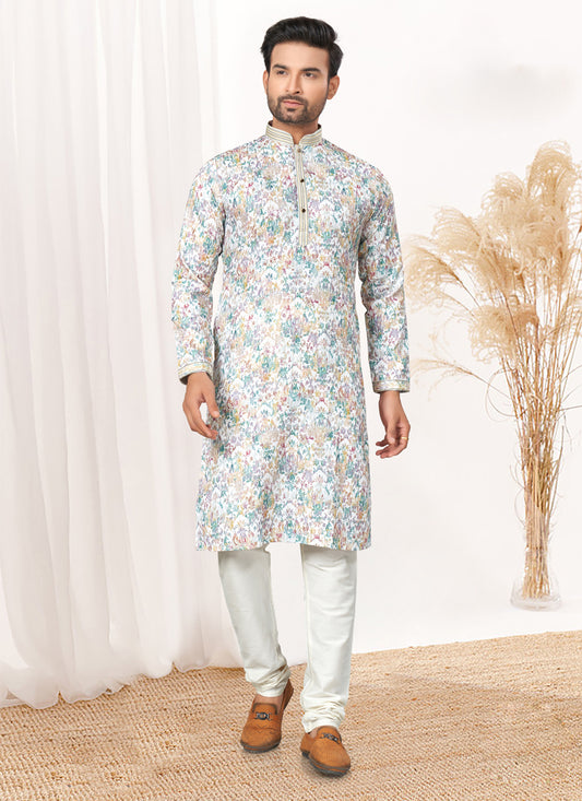 White Cotton Kurta Pyjama Set