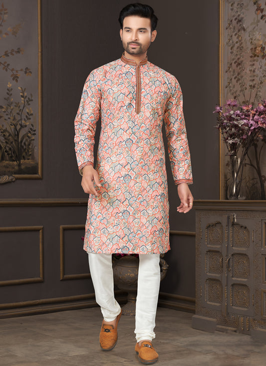 Peach Heavy Cotton Kurta Pyjama Set