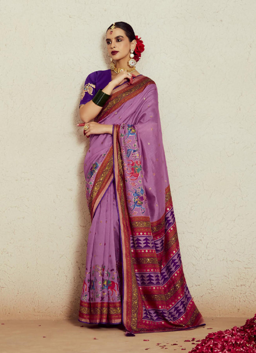 Onion Pink Brasso Saree with Blouse