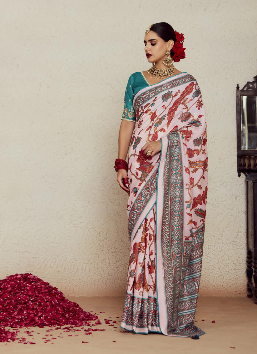 Blush Pink Brasso Saree with Blouse