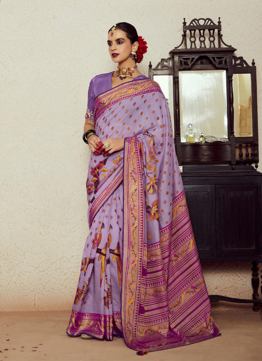 Lilac Brasso Saree with Blouse