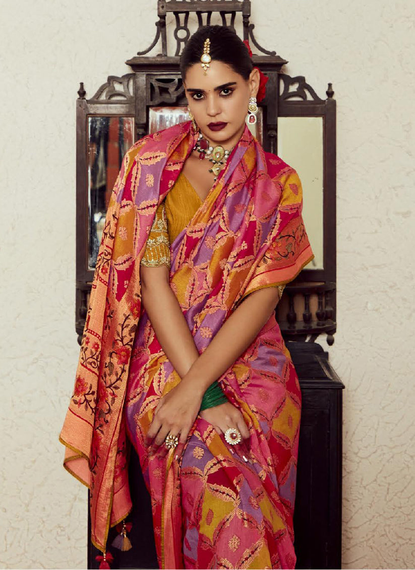 Multicolor Brasso Saree with Blouse