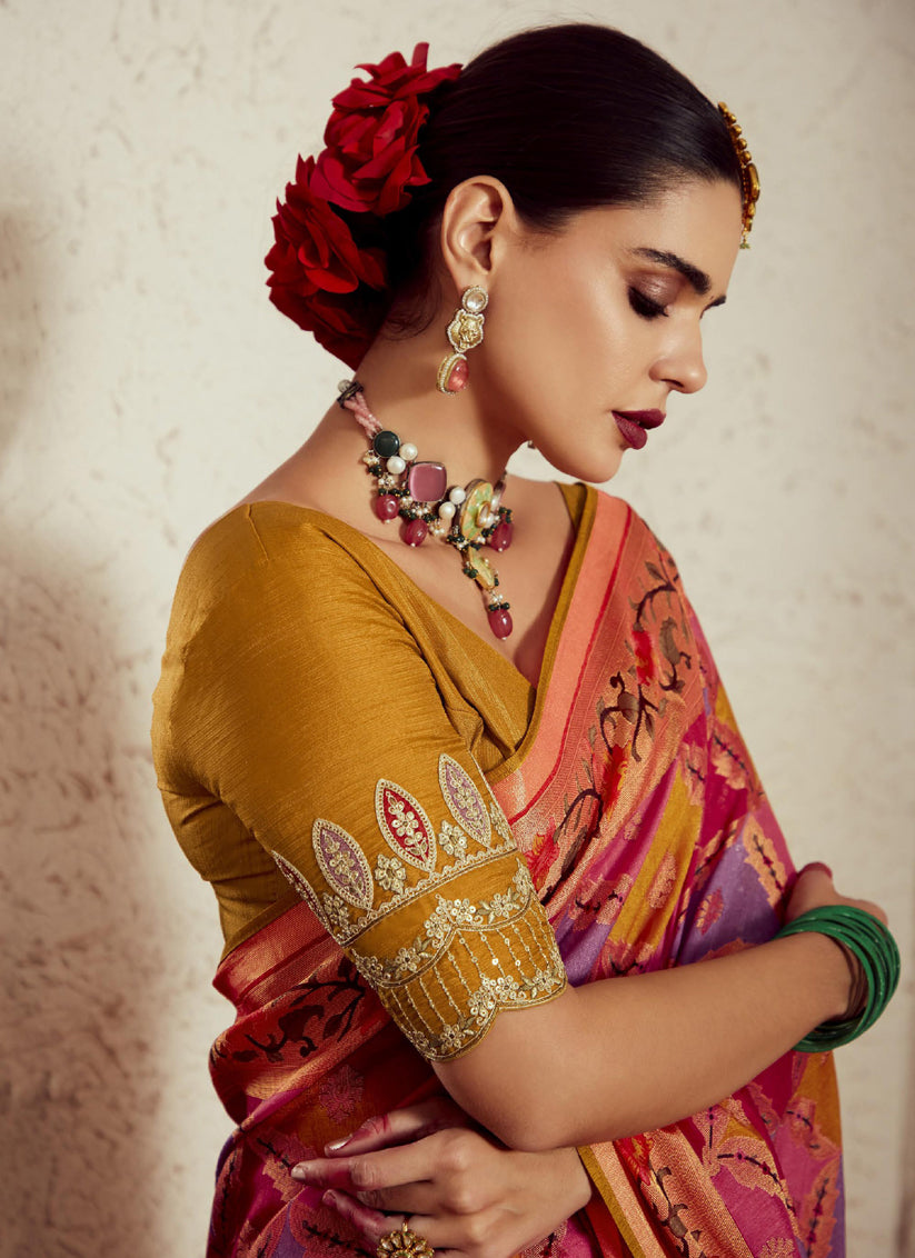 Multicolor Brasso Saree with Blouse