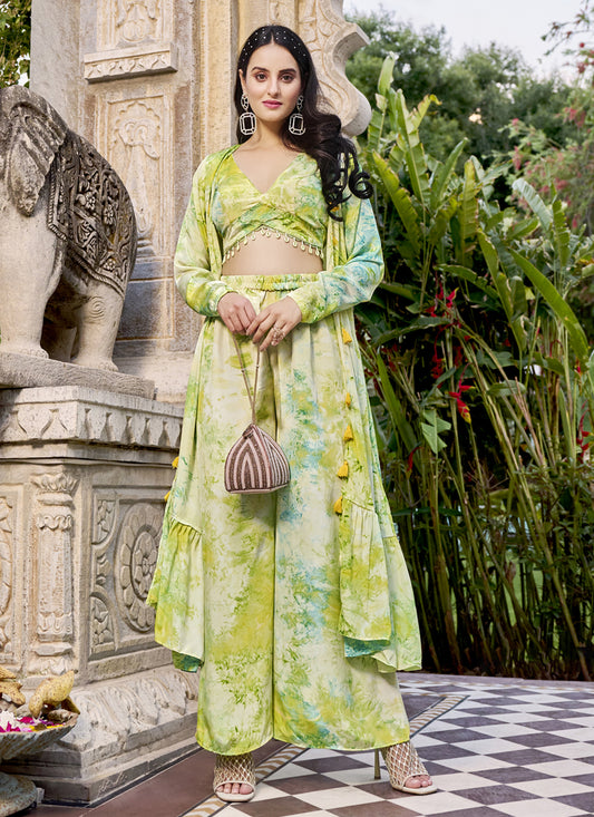 Multicolor Silk Printed IndoWestern