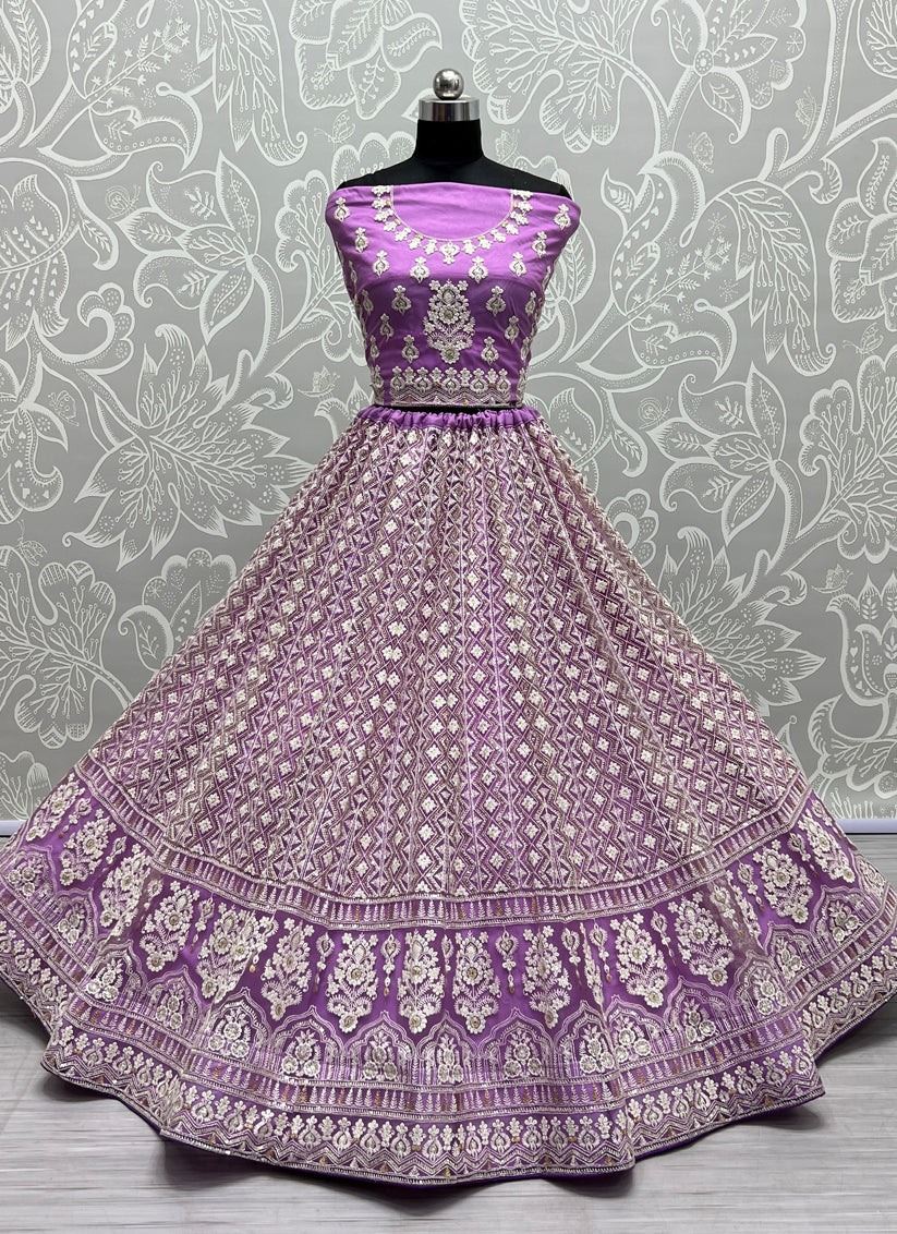 Purple Net Designer Lehenga Choli