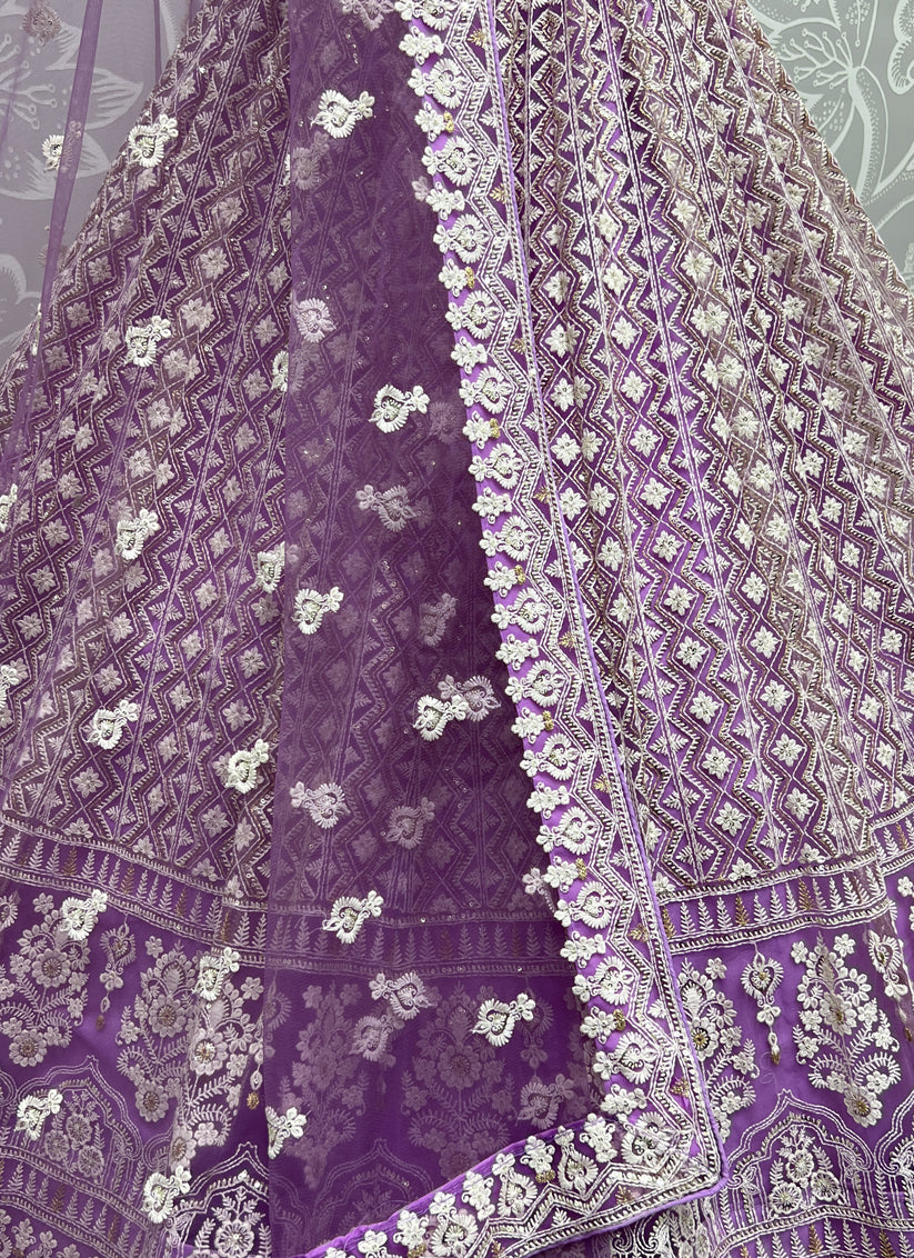 Purple Net Designer Lehenga Choli