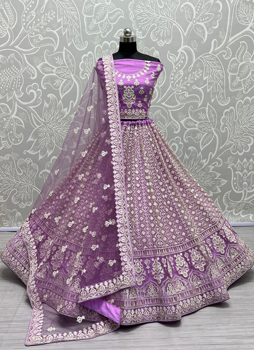 Purple Net Designer Lehenga Choli