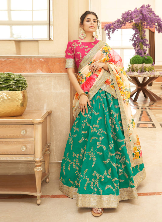 Rama Green Art Silk Designer Lehenga Choli