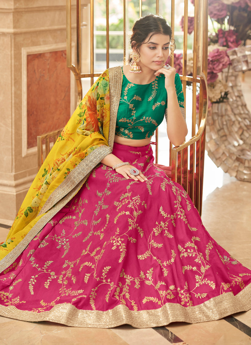 Rani Pink Art Silk Designer Lehenga Choli