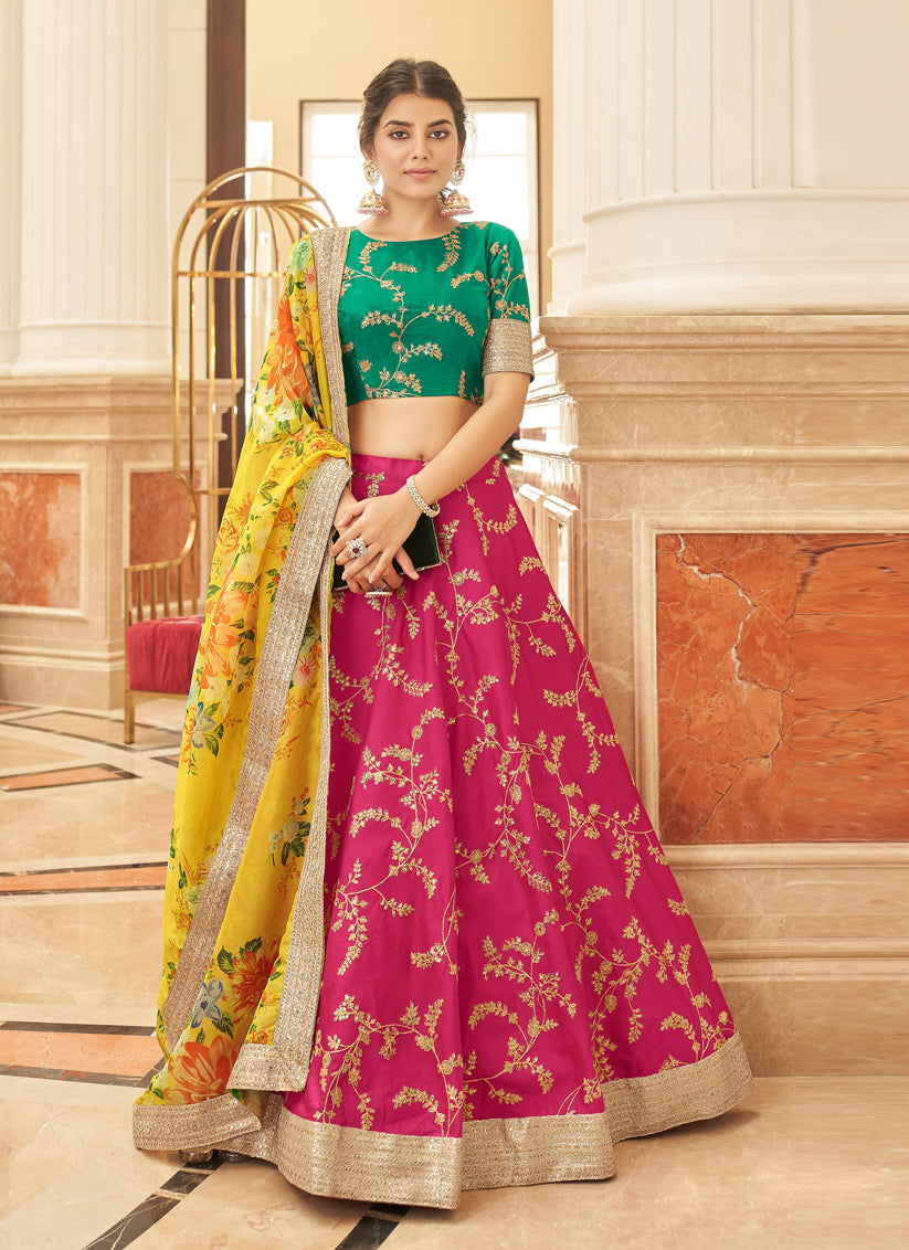 Rani Pink Art Silk Designer Lehenga Choli