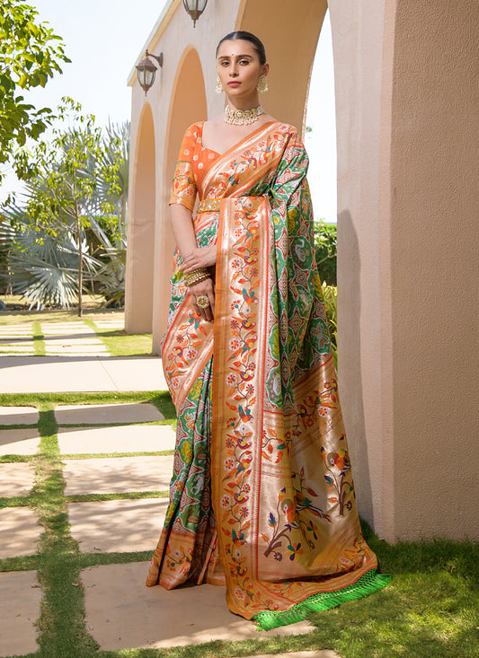 Green Paithani Silk Zari Woven Saree