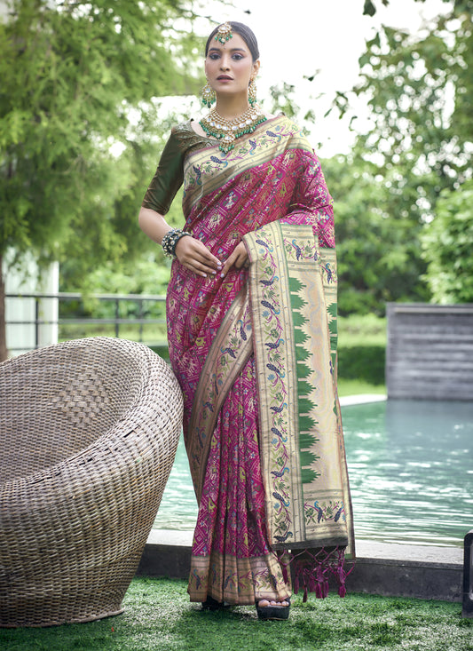 Magenta Paithani Patola Printed Saree