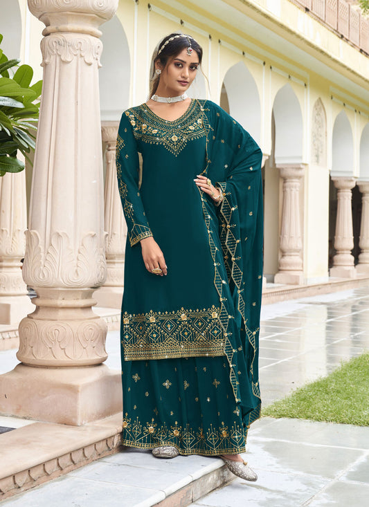 Morpich Georgette Embroidered Palazzo Kameez