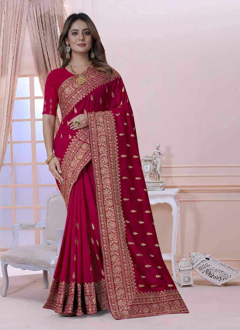 Gajari Silk Embroidered Saree