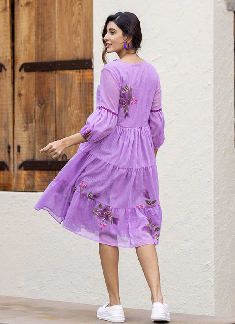 Purple Art Silk Digital Print work Kurti