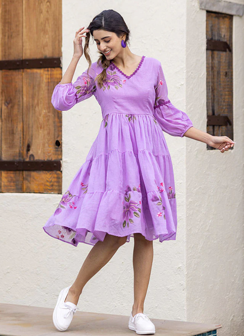 Purple Art Silk Digital Print work Kurti