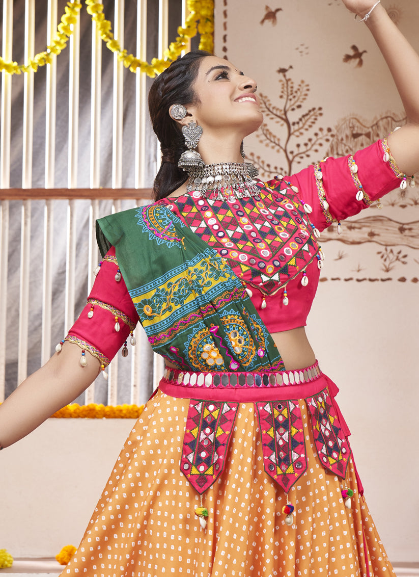 Navratri Special Yellow Rayon Chaniya Choli