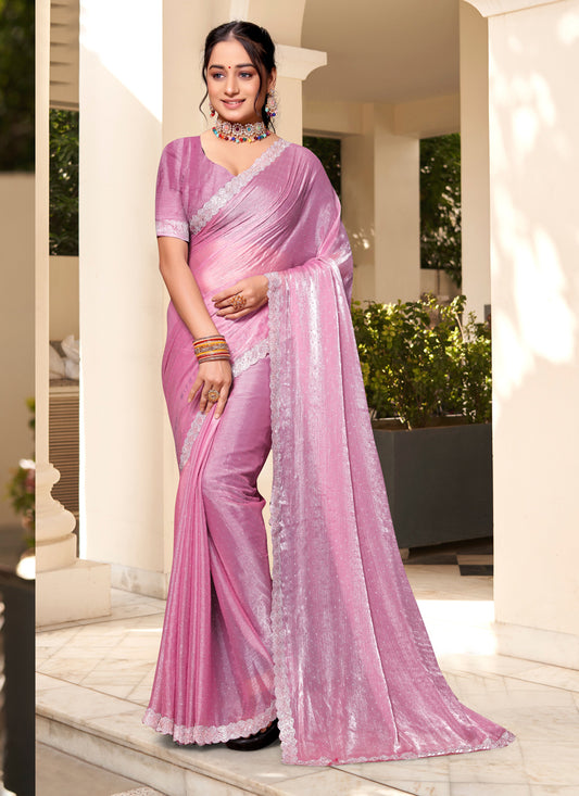 Pink Silk Party Wear Saree