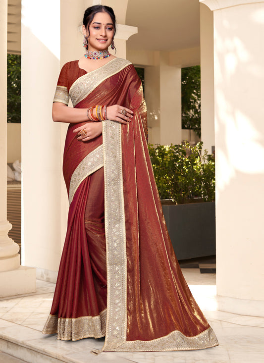 Maroon Silk Party Wear Saree