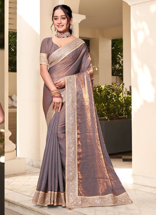 Mauve Silk Party Wear Saree