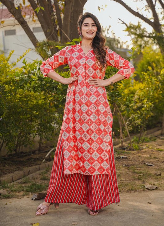 Red Pure Rayon Plus Size Kurti