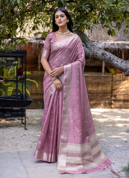 Purple Pure Cotton Zari Woven Saree