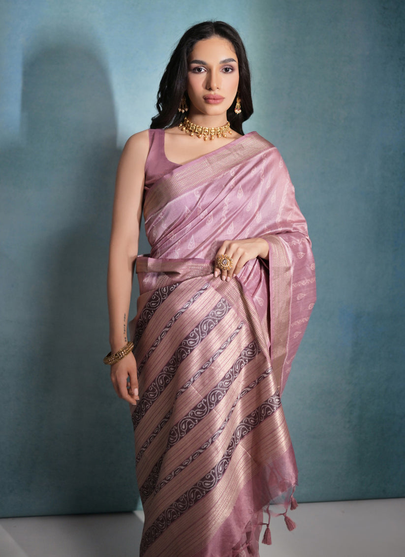 Wine Raw Silk Woven Saree