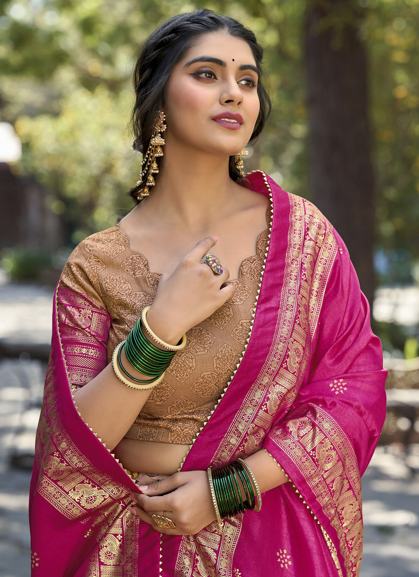 Peach Tussar Silk Lehenga Choli