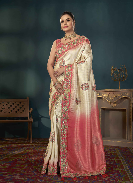 Pink Kanjivaram Silk Embroidered Saree