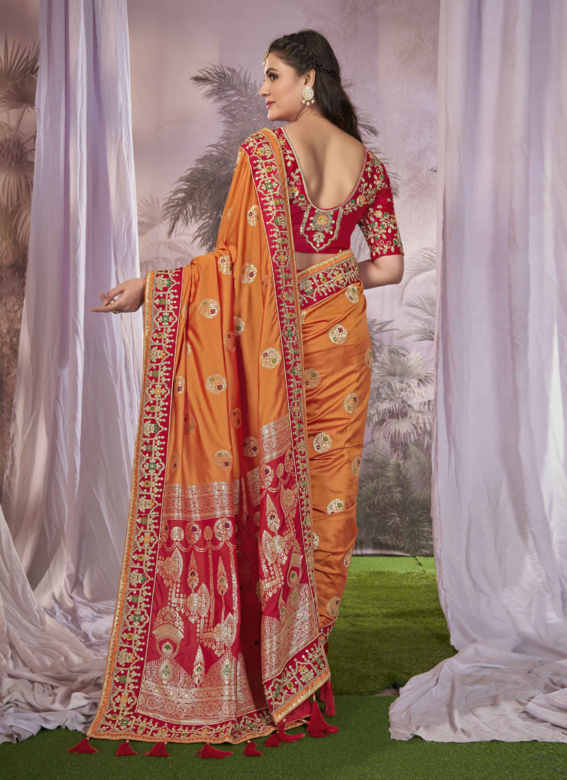 Red Banarasi Silk Embroidered Saree