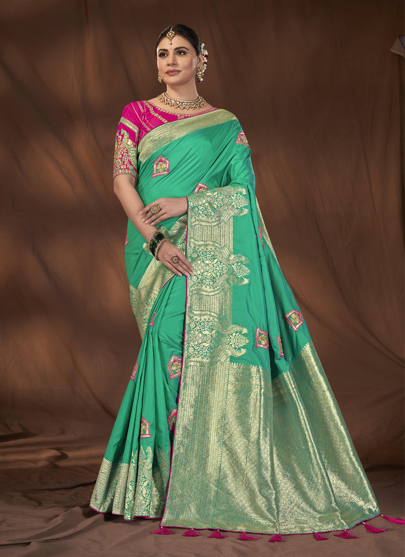 Sea Green Kanjivaram Silk Saree