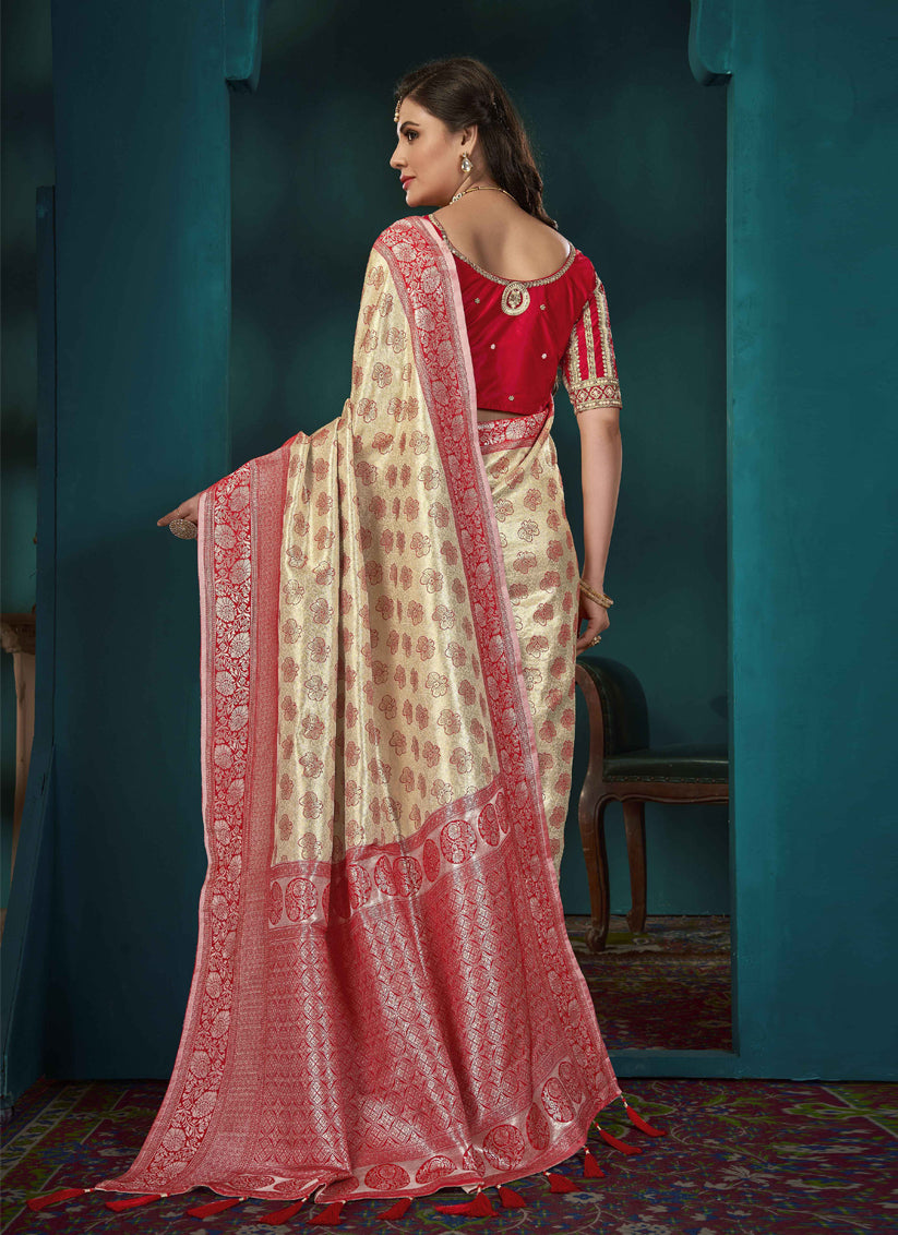 Beige Kanjivaram Silk Saree