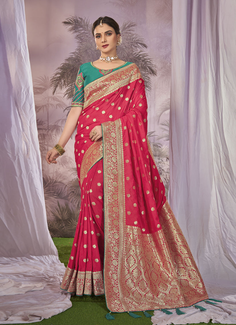 Red Banarasi Silk Embroidered Saree