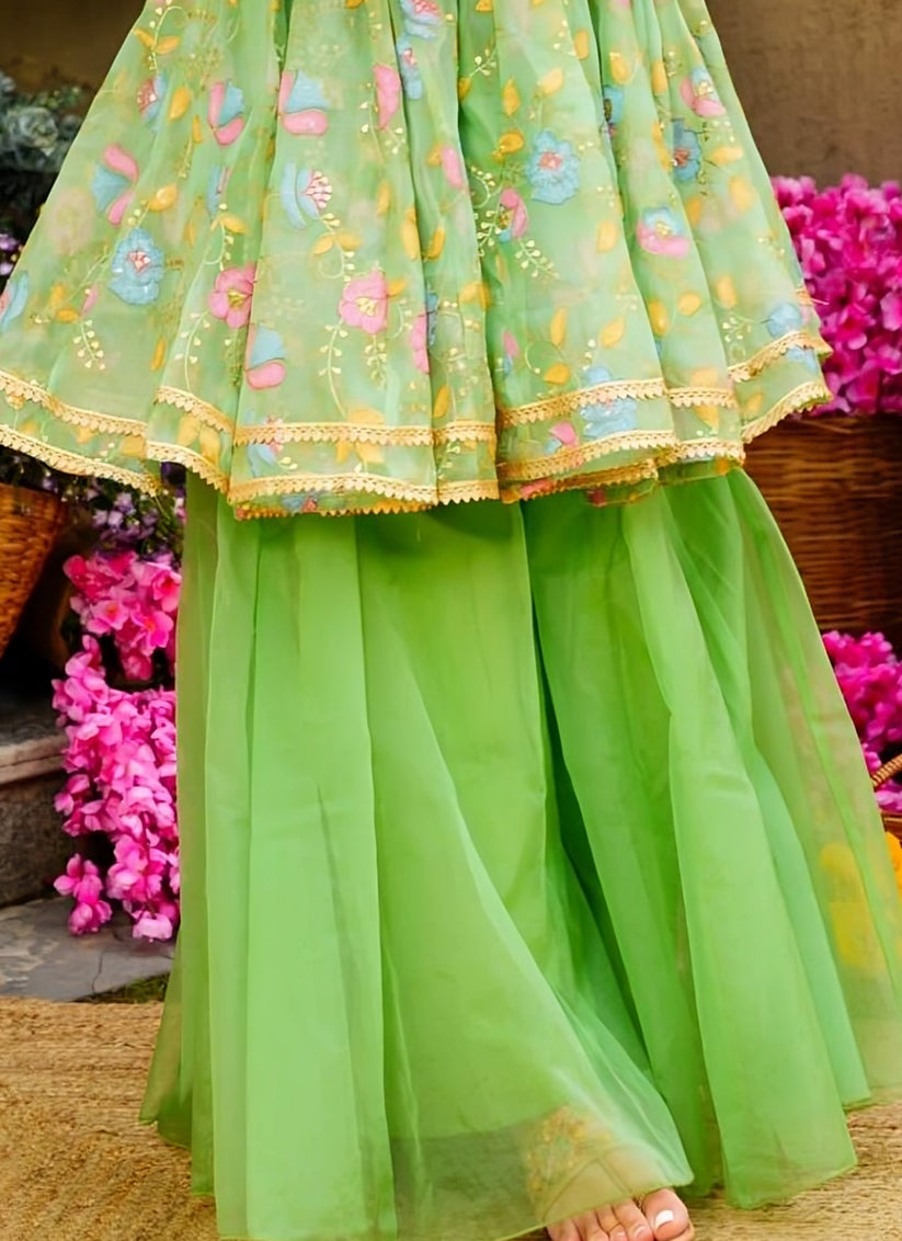 Pista Green Organza Readymade Wedding Sarara Suit