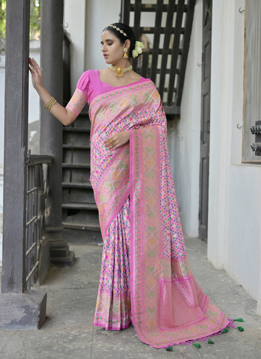 Baby Pink Paithani Silk Woven Saree