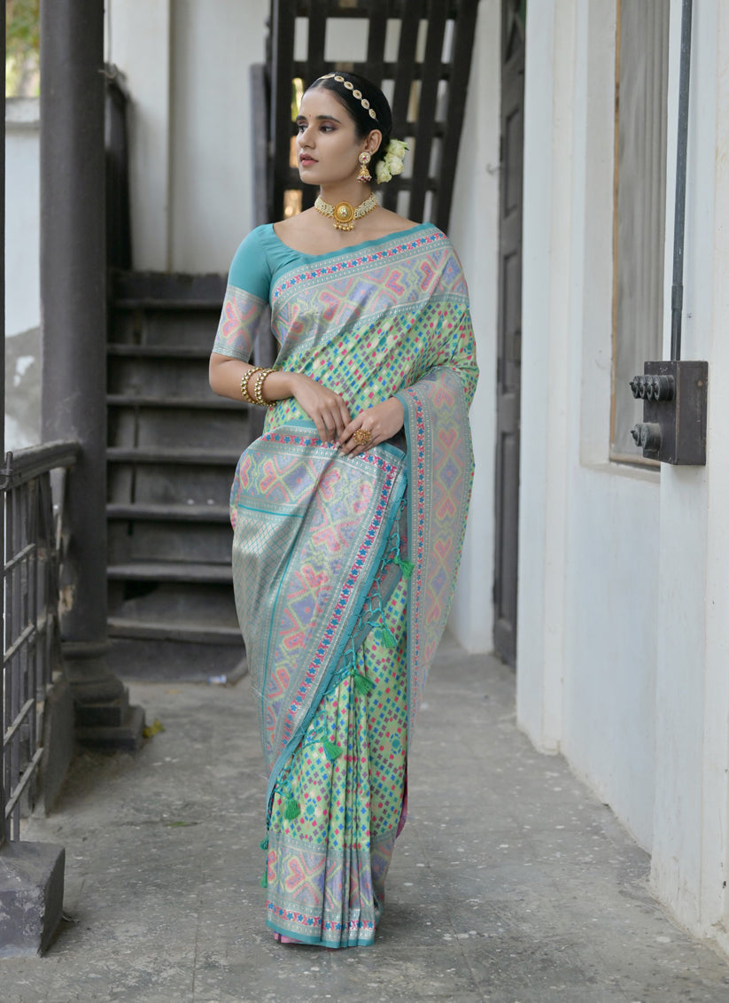 Pista Green Paithani Silk Woven Saree