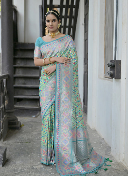 Pista Green Paithani Silk Woven Saree