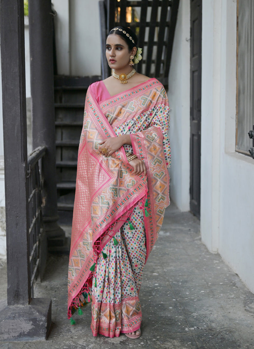 White Paithani Silk Woven Saree