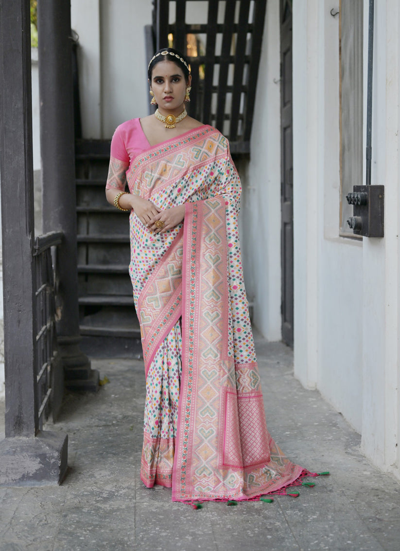 White Paithani Silk Woven Saree