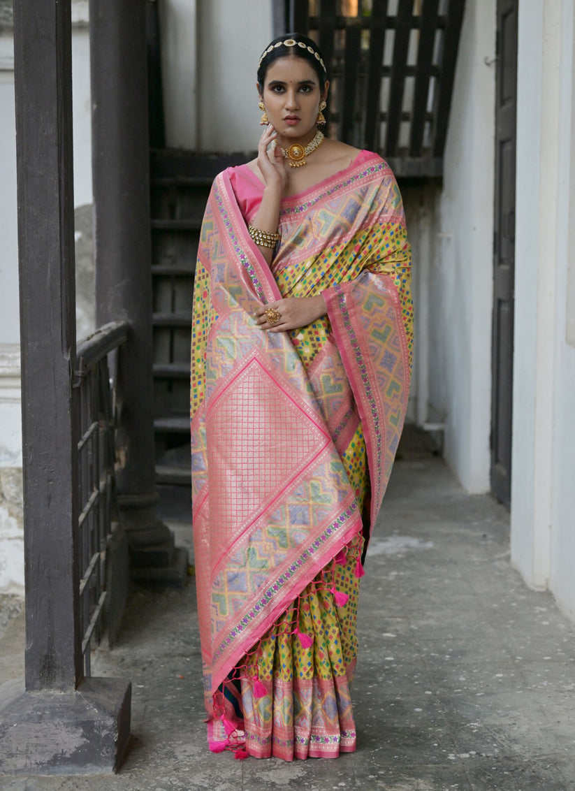 Yellow Paithani Silk Woven Saree