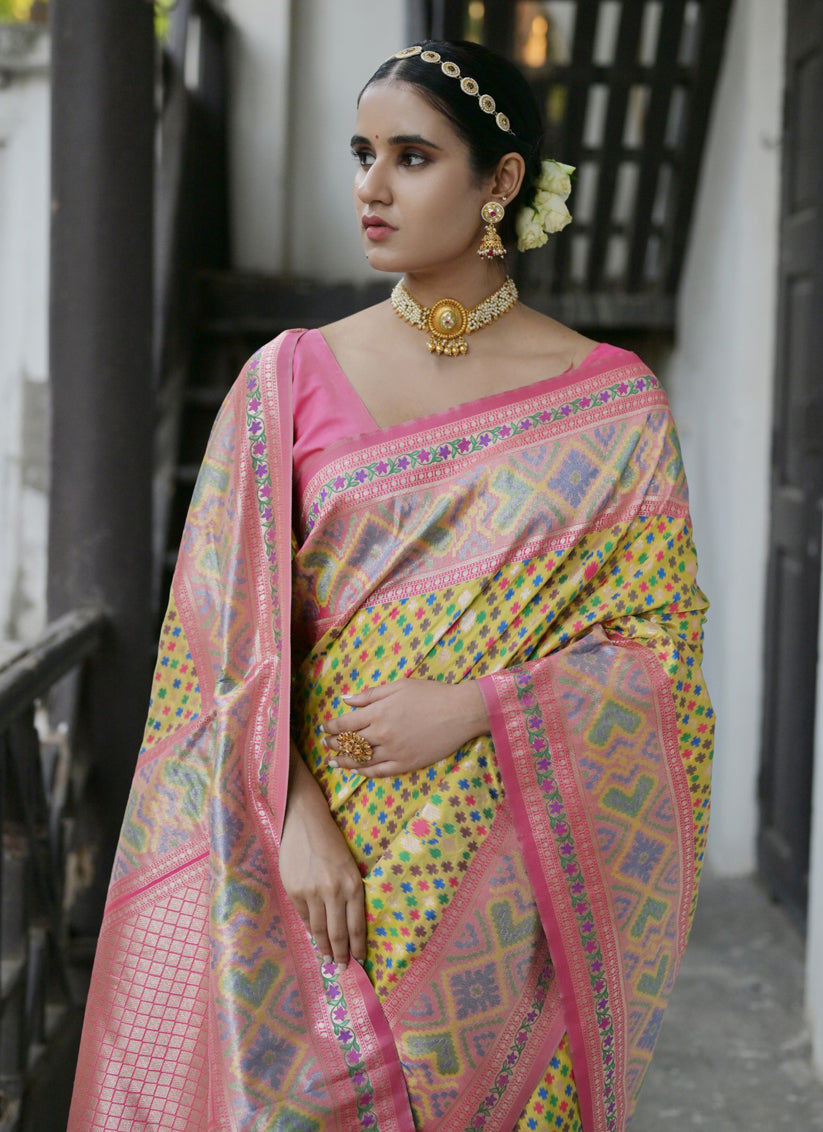 Yellow Paithani Silk Woven Saree