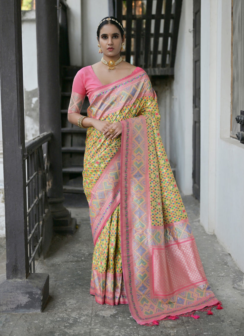 Yellow Paithani Silk Woven Saree